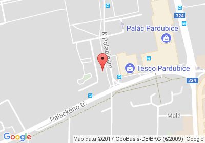 mapa - K Polabinám 1893, 530 02 Pardubice